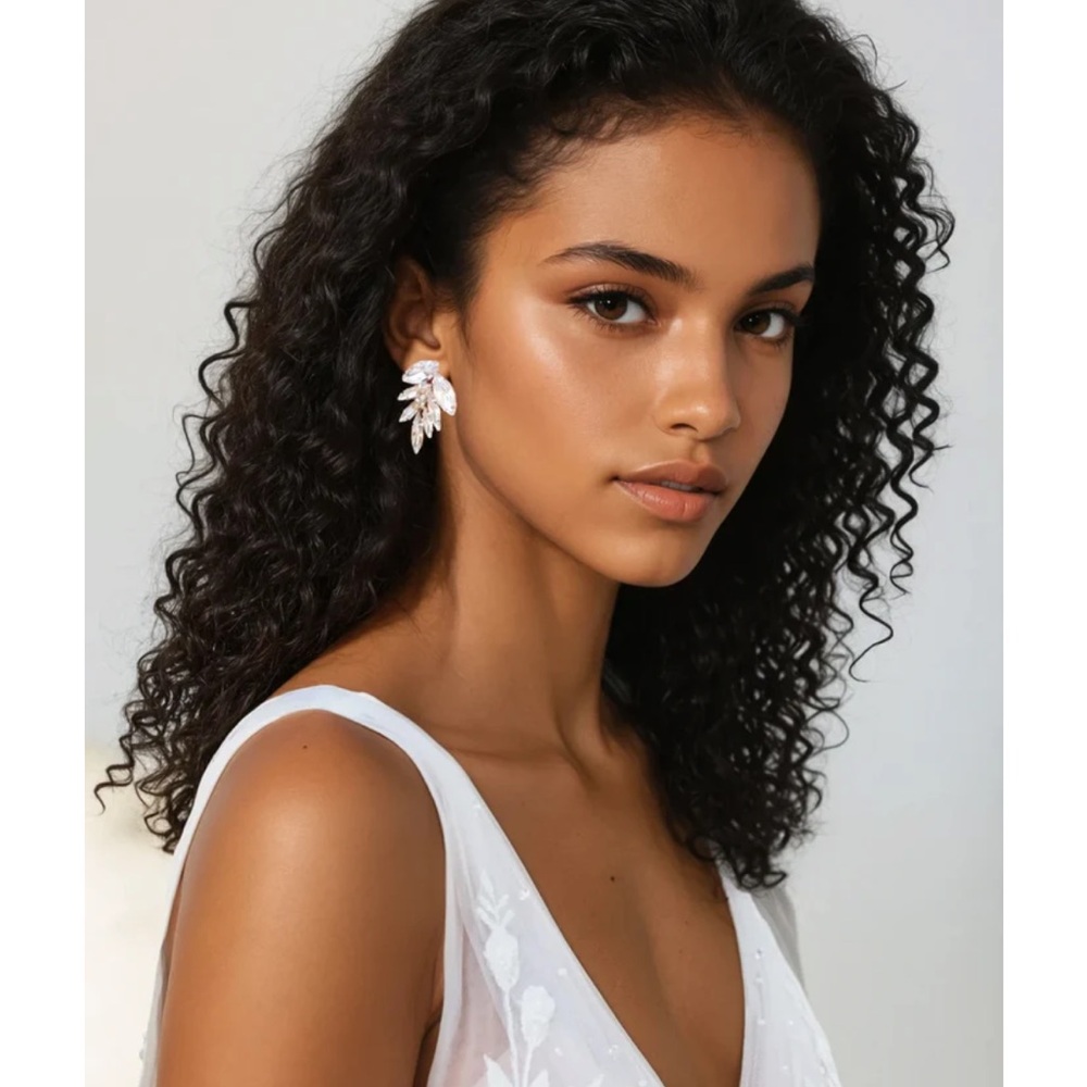 Elegant White Leaf Earrings